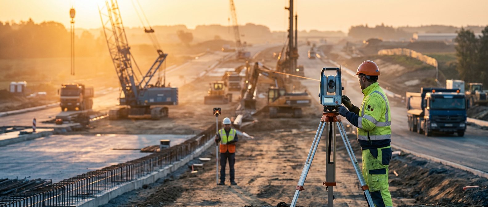 Relevé topographique sur chantier avec station totale robotisée